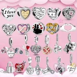 Pandora için 925 Ayar Gümüş Kolye Charms Orijinal kutusu Sonsuz Aşk Kalp Evlilik Yıldönümü Avrupa Boncuk Charms Bilezik Kolye