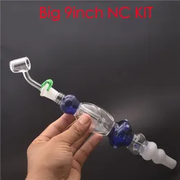 Thick big 14mm female 9inch Smoking Accessories Glass NC Kit with 45degree Quartz banger Tips Dab Straw Oil Rigs bong
