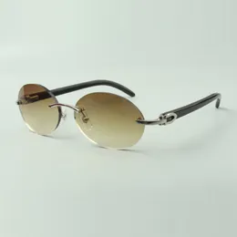 Retro oval Buffs sunglasses 8100903-B with natural black buffalo horn sticks and 58mm lenses
