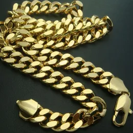 12mm Mens Cuban Miami Link Chain 14k 골드 도금 목걸이