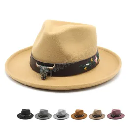 Männer Gebogene Krempe Weiche Wolle Fedora Hut Vintage Kuh Kopf Zubehör Trilby Jazz Hut Panama Filz Cowboy Cap chapeu feminino