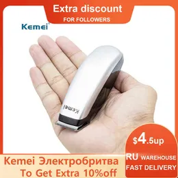 Kemei Mini Clipper Scheerapparaat Draagbare Elektrische Baard Trimmer Haar Snijmachine Mannen Scheermes träffade 3 Kammen Kapper 220624