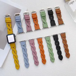 Twist Double Band Genuine Leather For Apple Watch Bands Smart Straps 41mm 45mm 38mm 40mm 44mm Iwatch 3 4 5 7 42mm WristBands Buckle Women Present