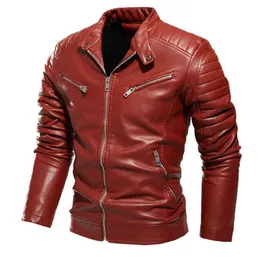 Thoshine Brand Men Leather Jukets Solid Pu Leather Jacket Man جودة عالية وسترات دراجة نارية الخريف قمم L220725
