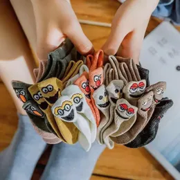 Socks & Hosiery Fashion Ankle Women Smile Embroidered Candy Color Cotton Boat Casual Solid Happy Funny Cute Cartoon Slipper
