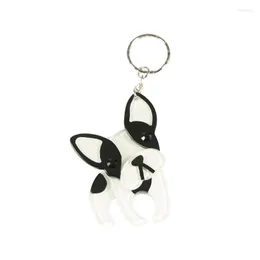 Portachiavi APSVO Fatto a mano Nero Bianco Cane Portachiavi Anello per donna Uomo Acrilico Carino Animale Portachiavi Charms Borsa Accessori 2022 Regalo Fred22