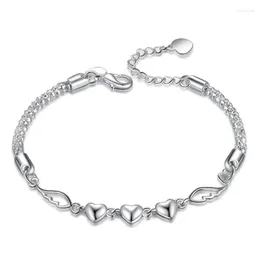 Link Chain Trendy Heart Wing Armband Bangles For Women Silver Plated Cuff Jewelry Gift Extended Drop Wholesale