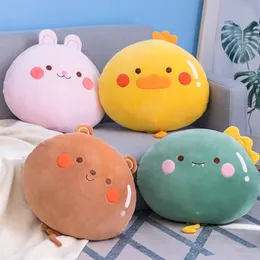 40cm x 30cm Cute Cartoon Animals Round Pillow Ultra Soft Dinosaur Bunny Bear Chick Plush Cushion For Sofa Decoration LA364