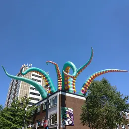 Beautiful Inflatable Blue Octopus Antenna Mascot Inflatable Underwater Animals For Building Roof Decoration Made By Ace Air Art