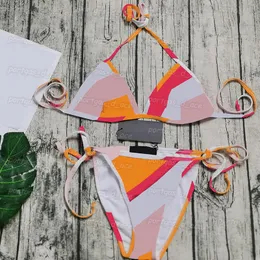 Luxury Multicolor Womens Bikinis Sexy Split Swimwear with Tie INS Fashion Beach Swimsuit Holiday Pool Party Bra Briefs Set