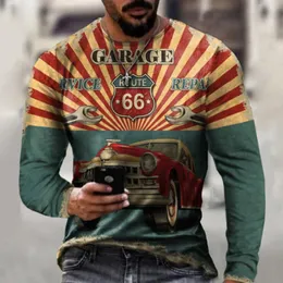 القمصان للرجال أزياء الرجال O الرقبة 3D نمط طباعة T Shirt الخريف غير الرسمي طويل الأكمام pullover الربيع النحيف بلايد الشارع harajuku أعلى