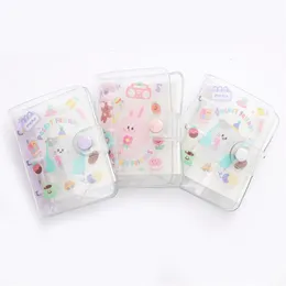 Notepads Mini 3 Hole Loose-leaf Pocket Notebook PVC Transparent Cover Hand Book Cute Cartoon Portable Coil NotepadNotepads