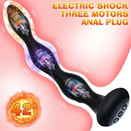 Massageador de plugue de choque elétrico Massageador de aquecimento inteligente plug plug fêmea masturbadora anal de esferas eróticas brinquedos sexuais para o casal 220514