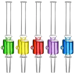 Smoking Colorful Freezable Pyrex Thick Glass Liquid Filling Fixed Tip Portable Nails Straw Dabber Waterpipe Filter Bong Hookah Cigarette Holder Tool DHL Free