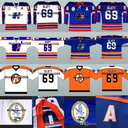 Mitness Goon Custom 69 Doug the Thug Glatt Jersey Blue White Hockey Jerseys Stitched