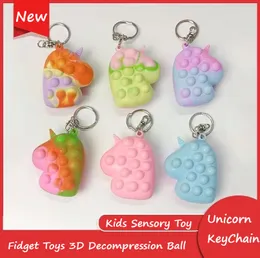 Unicorn Anahtarlık Fidget Oyuncaklar 3D Dekompresyon Top Kolye Oyunu Anti Stres Çocuklar Duyusal Oyuncak Hediye