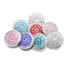 Rhinestone Filled Snap Button Jewelry Components 18mm Metal Sunflower Snaps Knappar Fit Armband Bangle Noosa B1214