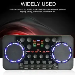 NEW Design Pro Live Streaming Sound Card 10 Ljudjusterbara effekter BT 4.0 Audio Interface Mixer för telefon Dator USB