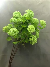 Simulerad Single Branch 5-Head Hydrangea Faux Floral Film Känn hortensior Fuktgivande Lång Bransch Snowball Decoration med enkel blomsterkonst