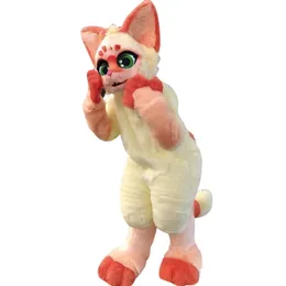 Halloween long Fur Husky Dog Fox Mascot Costume de desenho animado CharacterFits Sit Size Tamanho dos adultos Festa de carnaval de Natal Faculdade de publicidade ao ar livre