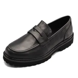 Cowskin Lazy Shoes Men Platform Shoe Driving Loafers Thick Sole Fashion Suit Dress Shoes Mens Oxfords