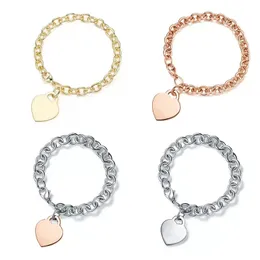Love Chain heart-shaped bracelet female thickened silver bottom plating fashion Valentines day gift trend jewelry multi-color optional