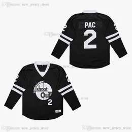 Movie Hockey Shoot Out 2 Pac Jersey Slap All Stitched Black Color Away Andes Sport Sale Hög kvalitet