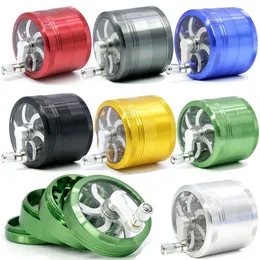 7 Färger Unik design Rökning Tillbehör 63mm od 4 lager Grinders Aluminium Alloy Multi Colors Grinder tobak för DAB Wax Rigs Burner GR173