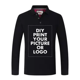 Spring Autumn Men Cotton Polos Custom Printed P o DIY Company Group Uniform Team Clothes Unisex Long Sleeve Solid Tops 220713