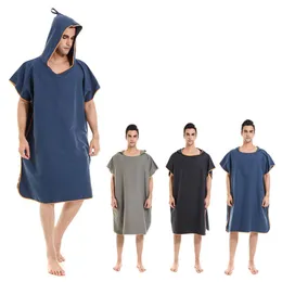 Moda de banho feminina cor sólida cor de veludo de dupla face de moda adulta praia alterando o banheira de manta impressão 3D de tamanho grande banheira de capuz solto