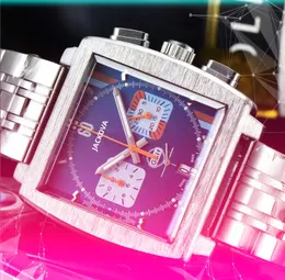 두 눈 Mens Square Stopwatch 시계 40mm 석영 운동 전체 기능 스테인리스 스틸 대통령 인기 스포츠 Hardex Glass Wristwatch Dropshipping Gifts