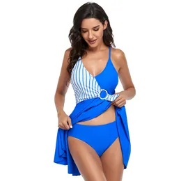 Kvinnor Badkläder Set Tummy Control Print Swim Dress One Piece Swimsuit Plus Size V Neck Bathing Swimdress Swimdress