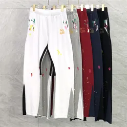 22ss Autumn Winter Europe Splash Ink Patchwork Pants Golden Print Trousers Bell-bottoms Casual Drawstring Sweatpants Men Women Jogger Slim Fit