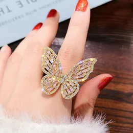 on Douyin Butterfly Ring Elegant Shining Diamond Open Index Finger Ring Factory Direct Sales 2022 New Yiwu Accessories