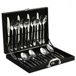 Flatware Sets Tableware Set Stainless Steel Dinner Spoons Knifes Forks Knives Cutlery Scuberteria 24 Piezas Kitchen Home 50F002Flatware