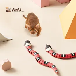 Smart Sensing Snake Cat Toys Electric Interactive Toys for Cats USB شحن الإكسسوارات للقطط لليئة ألعاب Pet Dogs Play 220510