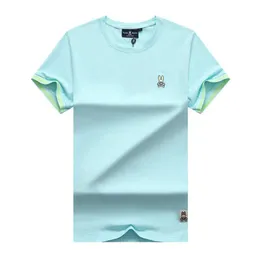남성 티셔츠 디자이너 캐주얼 티셔츠 폴로 여름 슬림 심리 토끼 프린트 라운드 넥 티 짧은 슬리브 핏 통기 가능한 승무원 목 액세서리