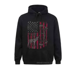 American Flag Deer Bow Huntin Patriotic Distressed Warm Printed On Winter Fall Hoodies Clothes Funny Men Sweatshirts G220511