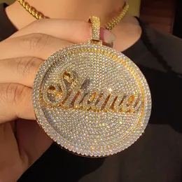 Hip hop simulado diamante pingente colares A-Z nome personalizado letras exagerar pingente bling jóias religiosas