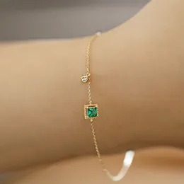 Shiny Green Crystal Bracelet For Women Rhinestone Zircon Flowers Charm Wrist Bracelets Bangles Girl Exquisite Jewelry Gift