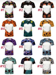 Halloween Shirt Party Supplies Sublimation Bleached T-shirt Heat Transfer Blank Bleach Shirt fully Polyester tees US Sizes for Men Women 18 colors