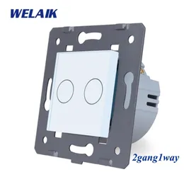 Welaik eu väggbrytare glaspanel touch-switch diy-parts-screen wall-light-switch 2gang-1way AC250V-A921W T200605