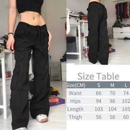 Y2K Poches Pantalon Cargo Pour Femmes Pantalon Droit Surdimensionné Harajuku Vintage 90S Esthétique Pantalon Taille Basse Tuyaux Larges Jeans Baggy L220725