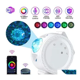 Night Lights Wifi Remote Projector Star Starry Sky Light Ocean Wave Water Lamp Laser Galaxy Drop Delivery Lighting Indoor Dhi9N