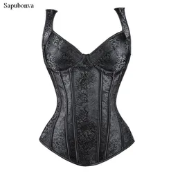 Sapubonva top gilet shaper bustier burlesque lingerie overbust corsetto abbigliamento gotico corpetto medievale da donna 220812