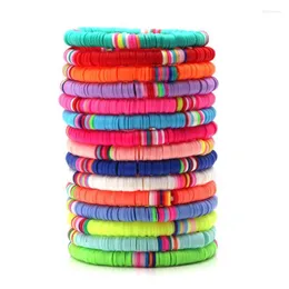 Beaded Strands 6mm Polymer Clay Record Heishi Bead Stretch Armband Women 2022 Fashion Sale Multi Color Button Pärlor Surfer Jewelrybeaded La