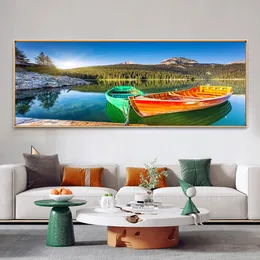 Modern Landscape Posters and Prints Wall Art Canvas Painting Sunrise Sea Mountain Picture for Living Room Cuadros Decor No Frame