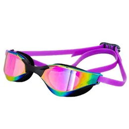 Ny Silicone Professional Race Waterproof Plating Anti-Fog Swim Glasses Anti-UV Men Women Eyewear Swimming Goggles Swimming Caps Y220428