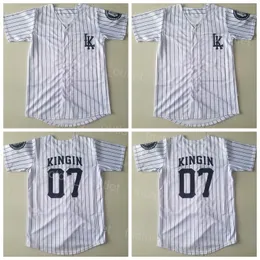 Men MoiveLK Baseball 07 Kingin Jersey Pinstripe White Team Color EmbroideryとStitched Cool Base Cooperstown Hiphop Breseable for Sportファンの優れた品質