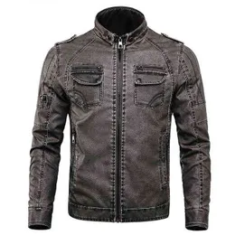 2018 Winter Men Leather Jacket Warm Fleece Velvet Coat Leisure Men Jacka Casual Motorcykel Windproof Pu Leather Male Jackets L220706